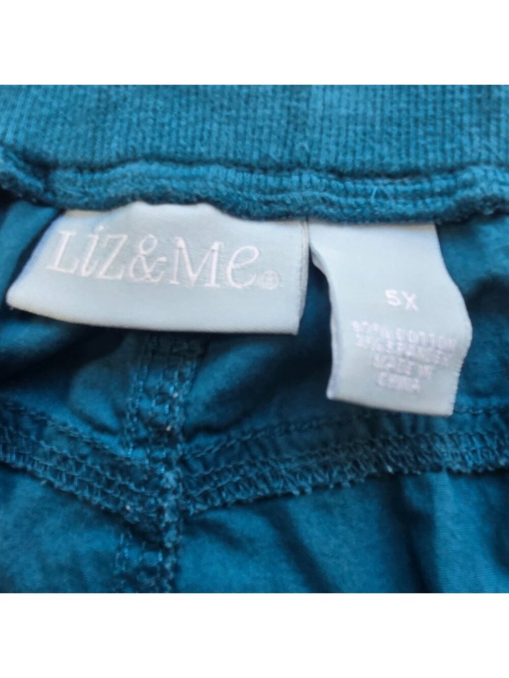 Liz & Me Womens Cargo Capri Pants Cropped Elastic Waist Teal 5X 100% Cotton - Picture 11 of 12
